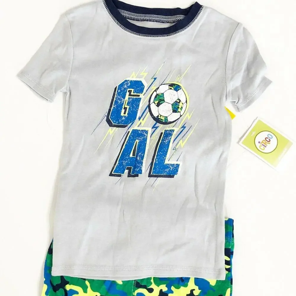 Circo Boys Soccer Ball Camo Pajama Set NEW!! Size 4 Blue Green